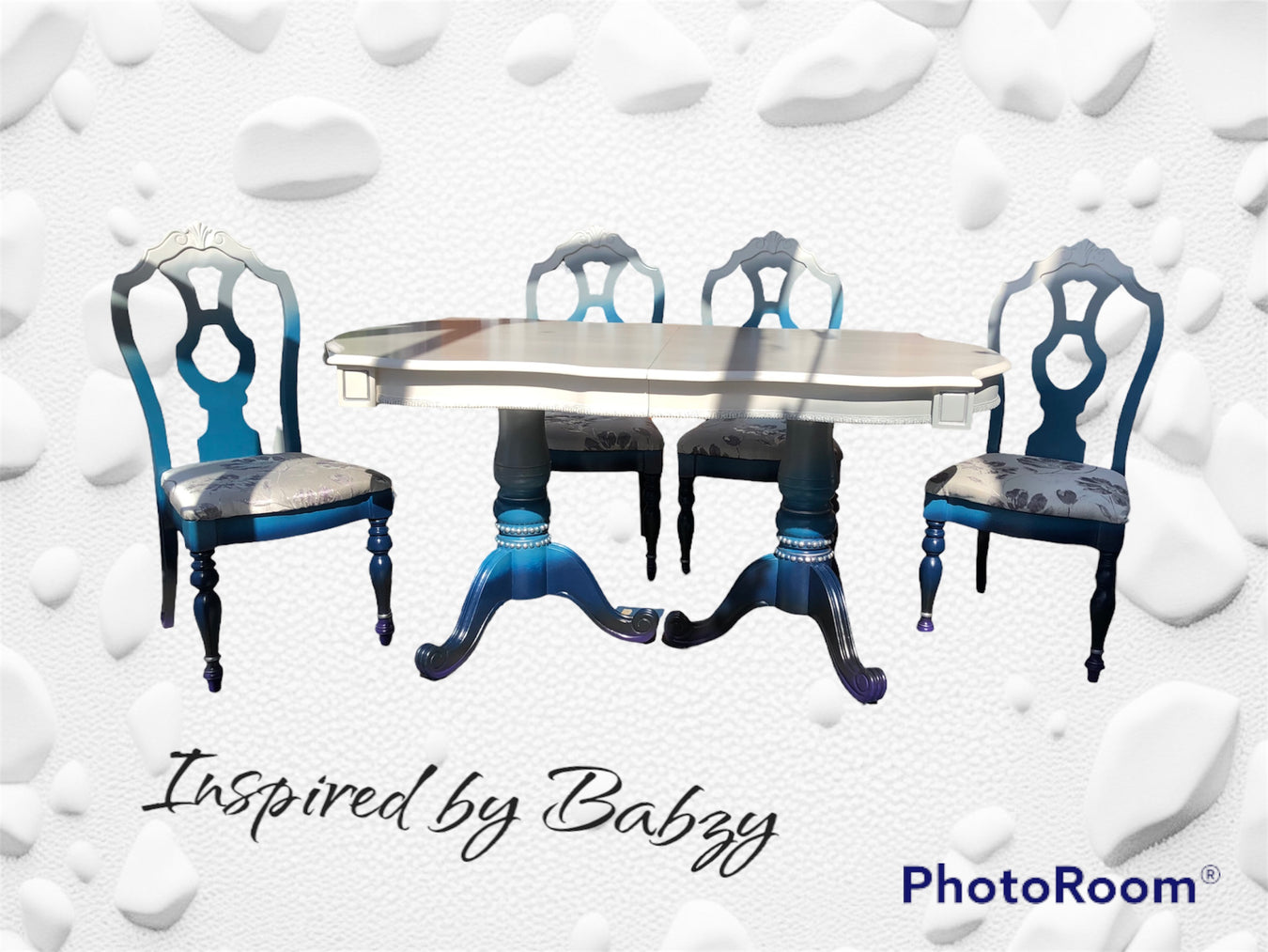 Table and chairs painted ombré style